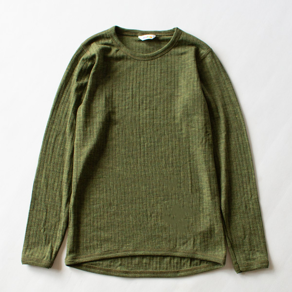 限定色 ウール ロングスリーブ NEEDLE DROP WOOL(Moss)