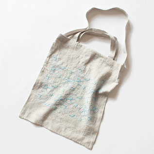 刺繍入り リネンコットントートバッグ