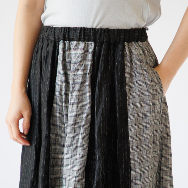 Linen Classical Check コンビネーションスカート／Vlas Blomme