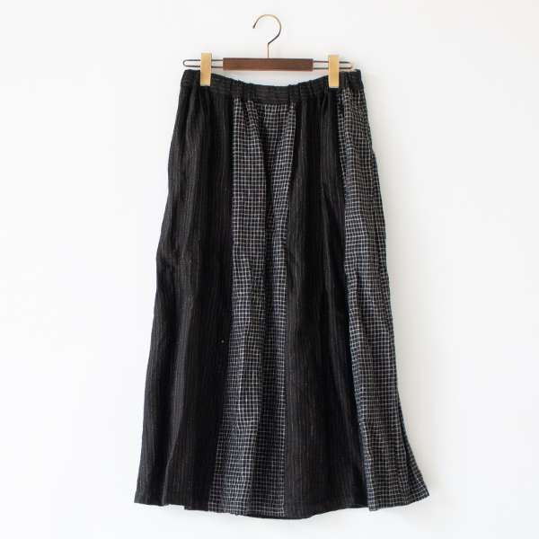 Linen Classical Check コンビネーションスカート(BLACK)