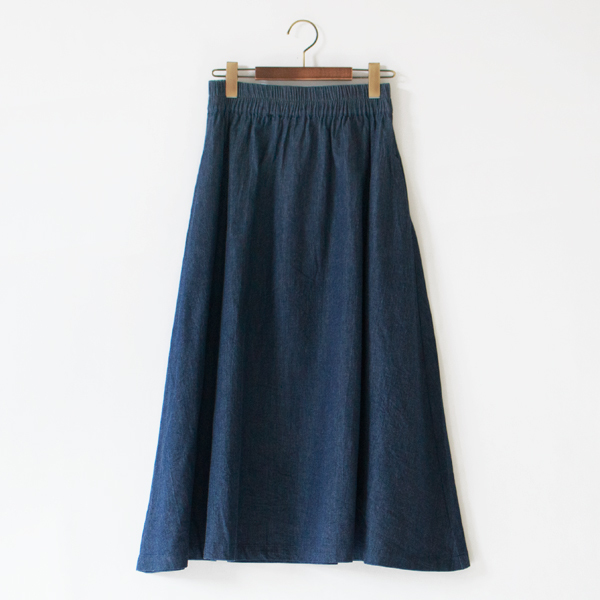 6オンスライトデニム フレアスカート(INDIGO)