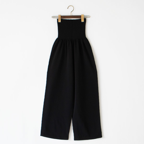 おなかをつつむ のびるニットワイドパンツ（BLACK）