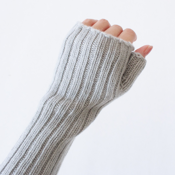 カシミヤリブリストウォーマー(LIGHT GREY)
