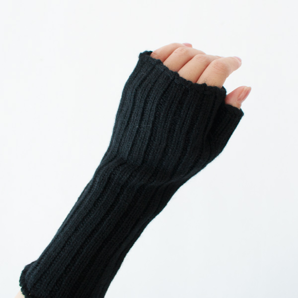 カシミヤリブリストウォーマー(BLACK)