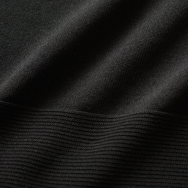 おなかをつつむ のびるニットロングスカート ポケット付き（BLACK）