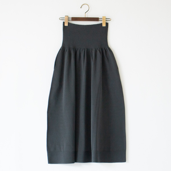 おなかをつつむ のびるニットロングスカート ポケット付き（GREY）