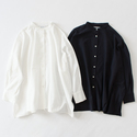 コットンポプリン スタンドカラーシャツ