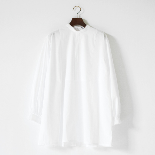 ライトタフタ バンドカラーボサムシャツ(WHITE)