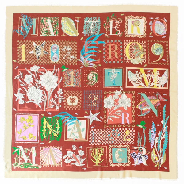 MANTERO HABOTAIスカーフ	BROWN