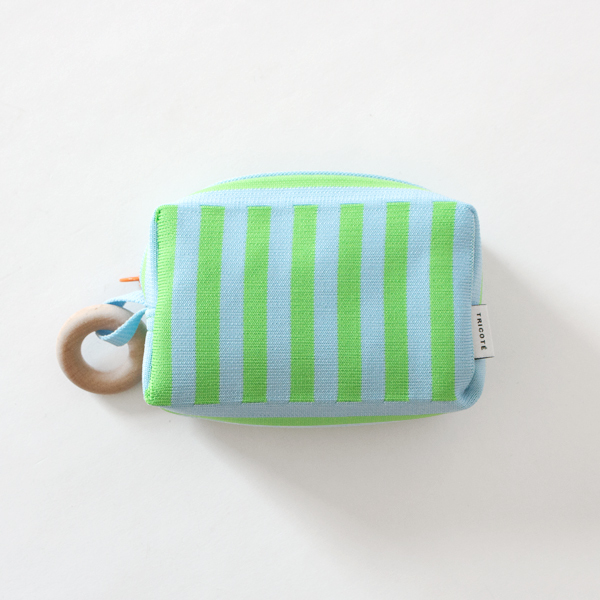 ストライプニットポーチ SMALL（GREEN）