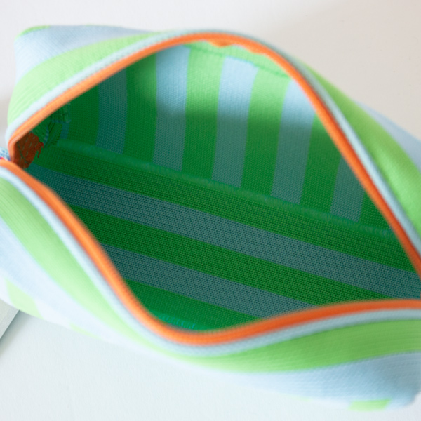 ストライプニットポーチ SMALL（GREEN）