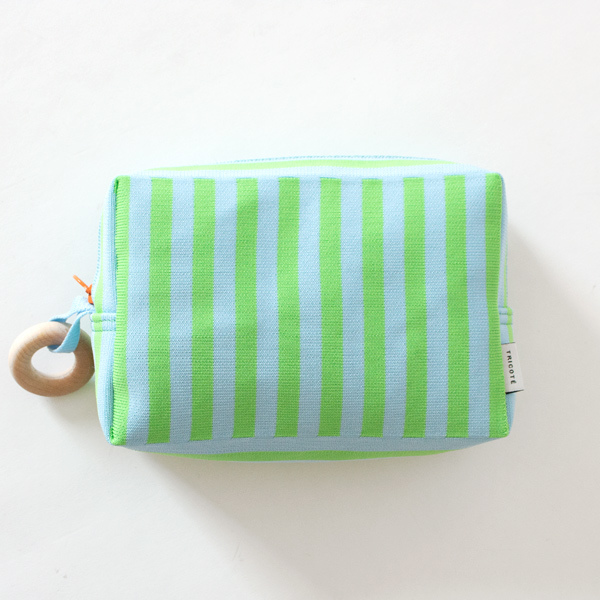 ストライプニットポーチ MEDIUM（GREEN）