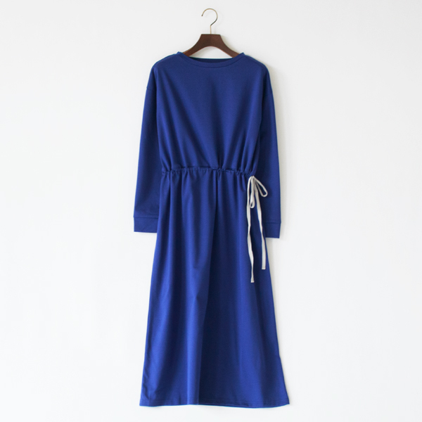スーピマコットンポンチ ウエスト紐付きワンピース(ROYAL BLUE)