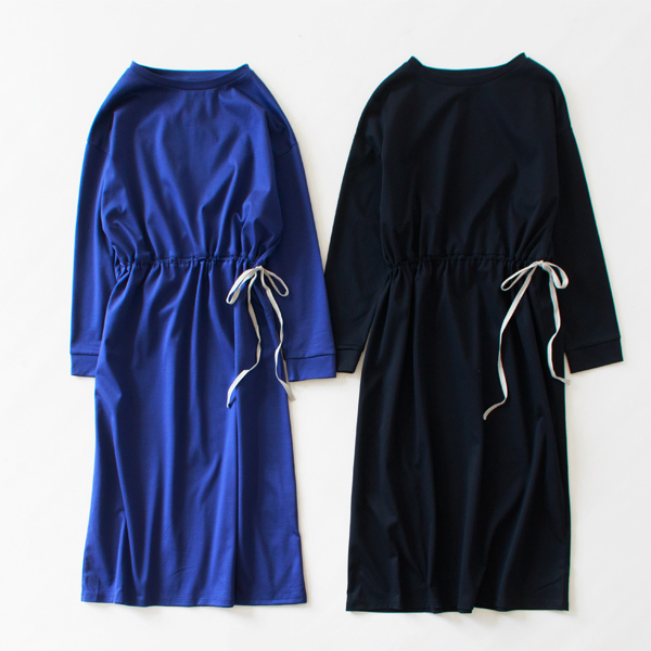 スーピマコットンポンチ ウエスト紐付きワンピース スーピマコットンポンチ ウエスト紐付きワンピース