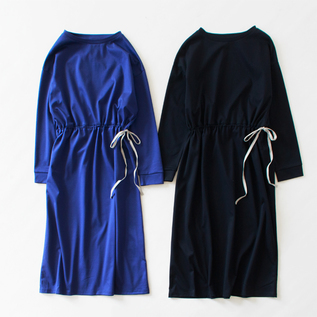 スーピマコットンポンチ ウエスト紐付きワンピース