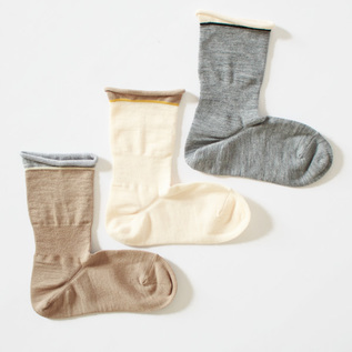 リネン・ロールトップクルー レディースソックス