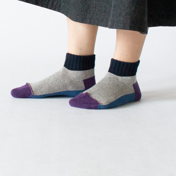 スポーツ・アンクル メンズソックス(L.グレー×ブルー)