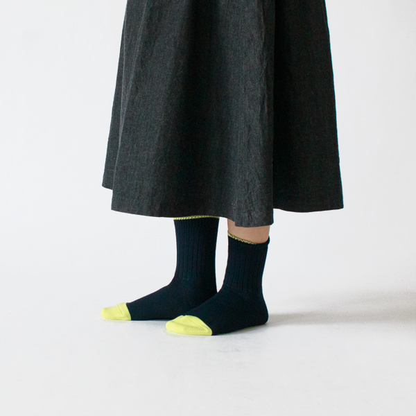 コットンリブ・ミドルクルー レディースソックス(ネイビー)