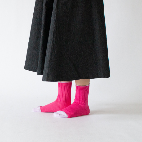 コットンリブ・ミドルクルー レディースソックス(ローズピンク)