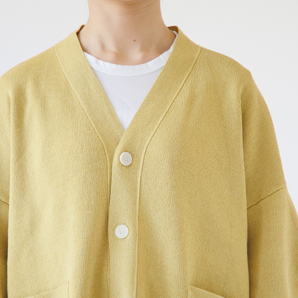 すっきりとしたVネック(身長163cm・イエロー)