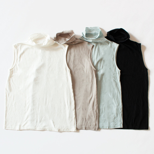 Cotton Belgian Linen Jersey High Neck Sleeveless Top