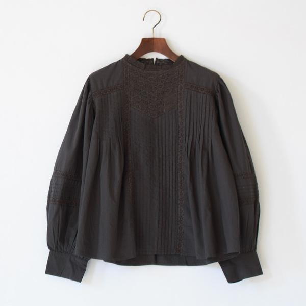 リバーレースブラウス(232-2302-BLACK)