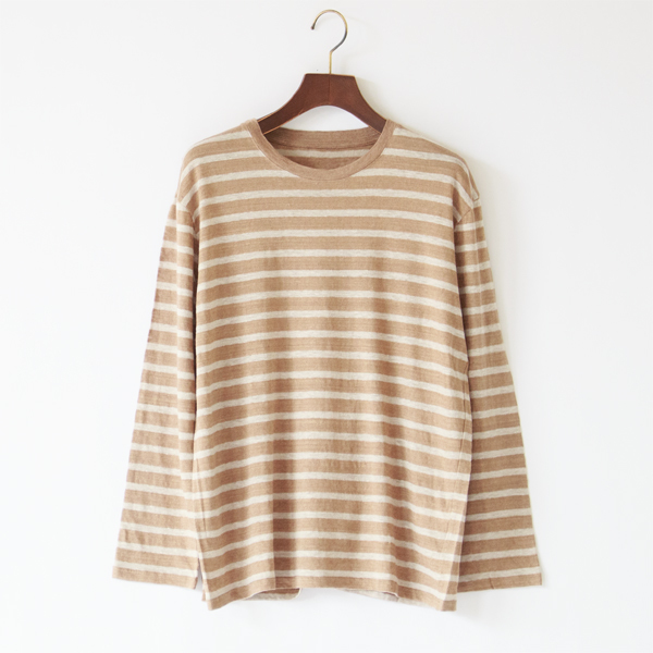 ボーダー長袖Tシャツ(BEIGE)