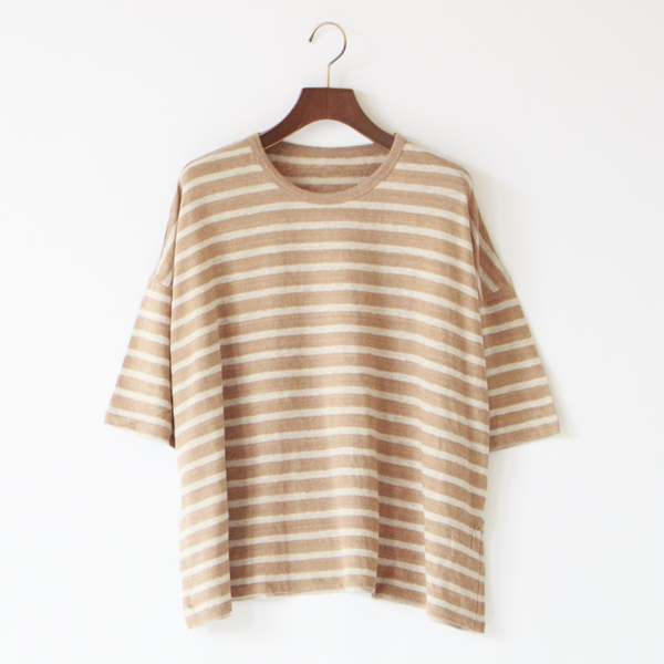ボーダーワイドTシャツ(BEIGE)