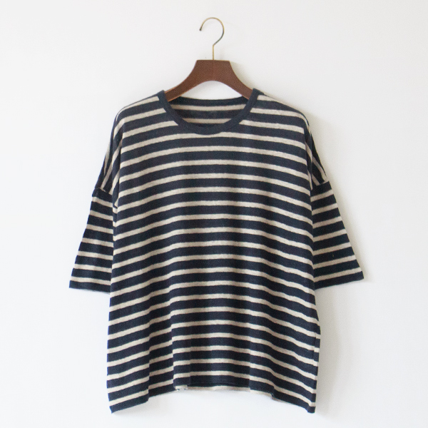 ボーダーワイドTシャツ(NAVY)