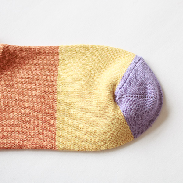 コットンリネン・スニーカー　レディースソックス(オレンジ×イエロー)