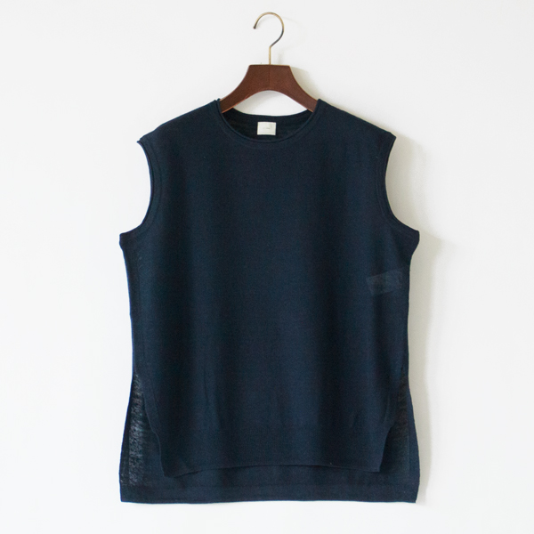 リネンクルーネックニットベスト(NB.NAVY)