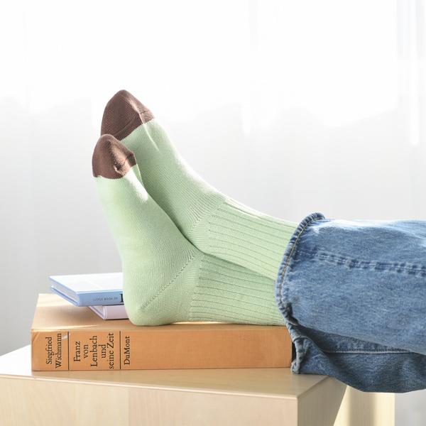 コットンリブ・ミドルクルー レディースソックス(ミント)