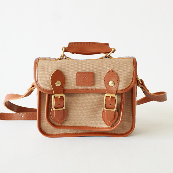 キャンバスサッチェルバッグ 9INCH（TAN×BEIGE）