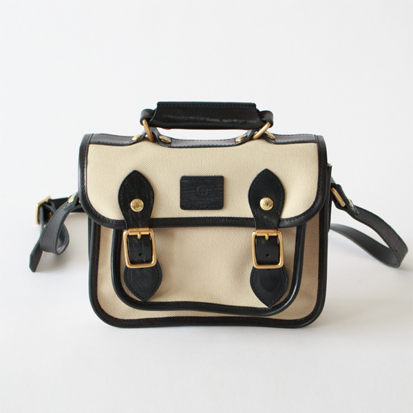 キャンバスサッチェルバッグ 9INCH（BLACK×LT.BEIGE）