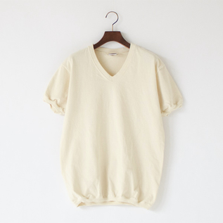 V NECK SHORT SLEEVE TSHIRTS CREAM