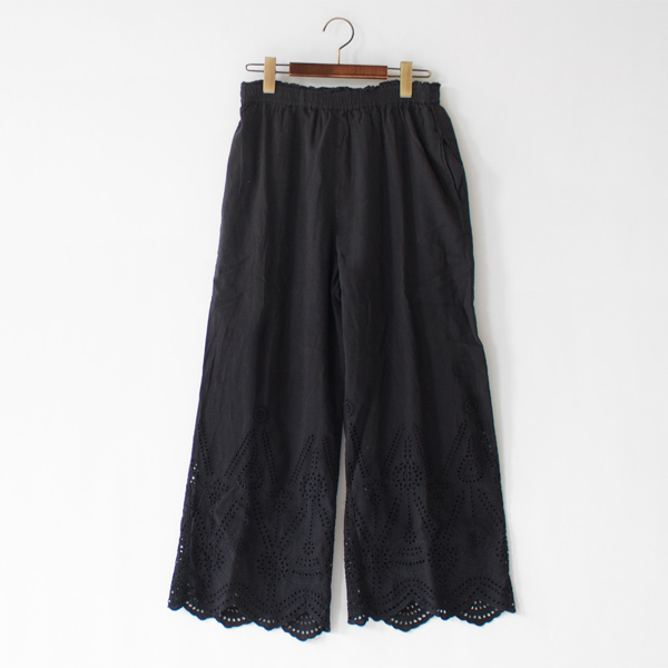 リネンコットンレースパンツ（BLACK）