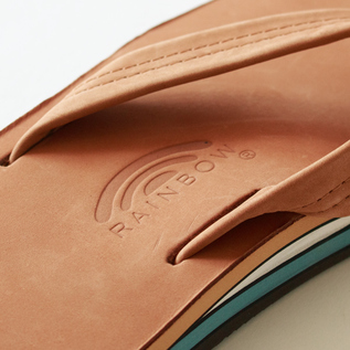ダブルレイヤーレザーサンダル Mens TAN／RAINBOW SANDALS (レインボー