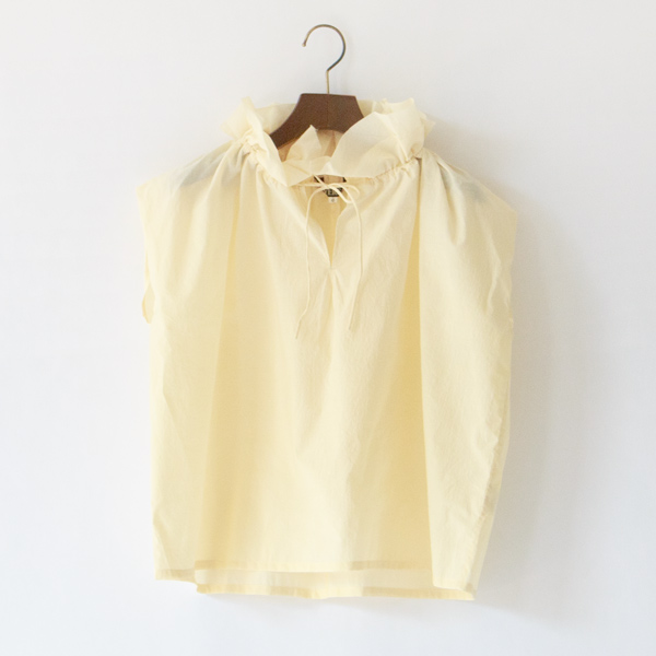エアリーコットンフリルカラーノースリーブシャツ(YELLOW) エアリーコットンフリルカラーノースリーブシャツ(YELLOW)