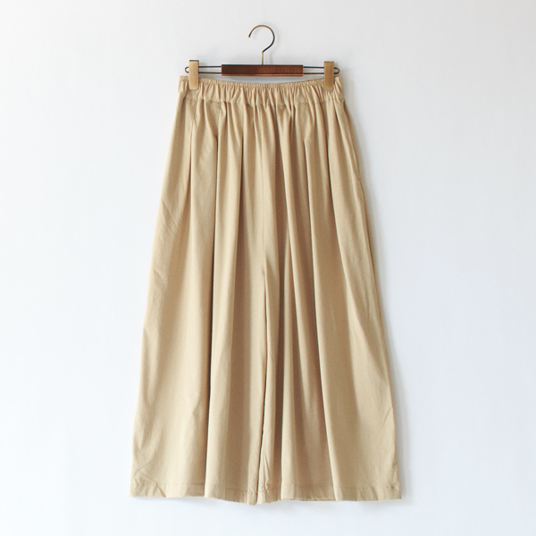  オーガニックコットン微強撚天竺 ワイドキュロットパンツ(BEIGE)