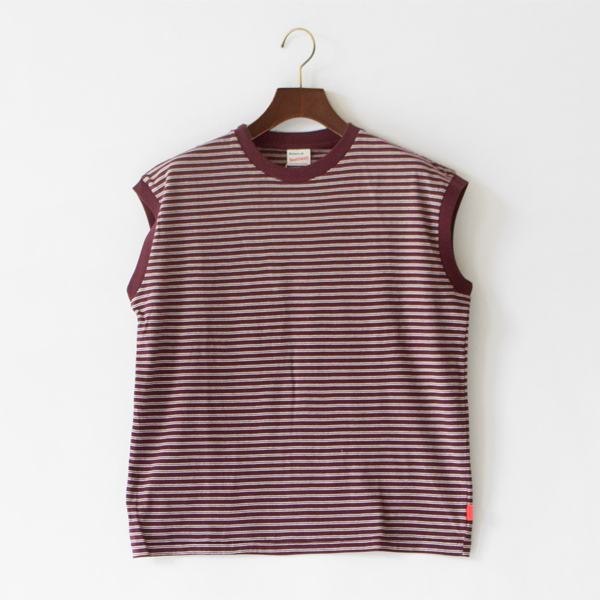 クラシックボーダークルーネックスリーブレス(PURPLE)