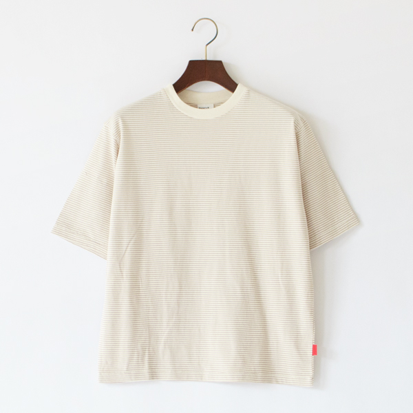 ナローボーダー クルーネック半袖Tシャツ(NATURAL BEIGE) ナローボーダー クルーネック半袖Tシャツ(NATURAL BEIGE)