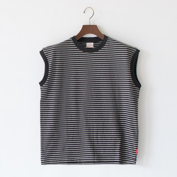 クラシックボーダークルーネックスリーブレス(BLACK)