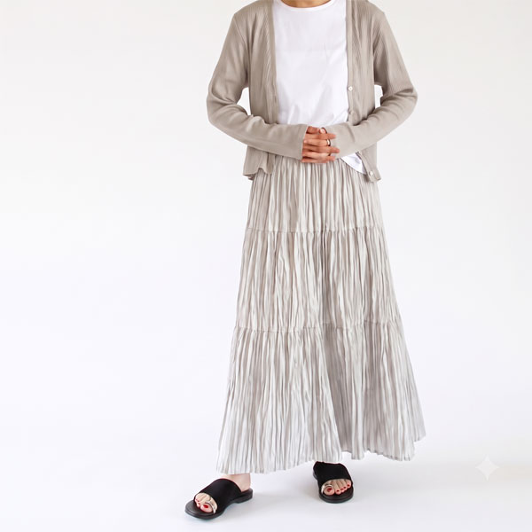 身長159cm(別注STRIPE GREY NAVY/3段レイヤー/ロング)