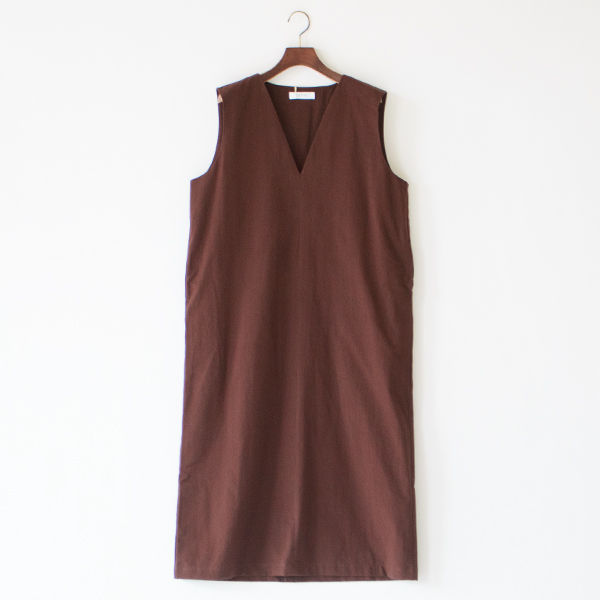 綿ウールツイル Vネックジャンパースカート(BROWN) 綿ウールツイル Vネックジャンパースカート(BROWN)