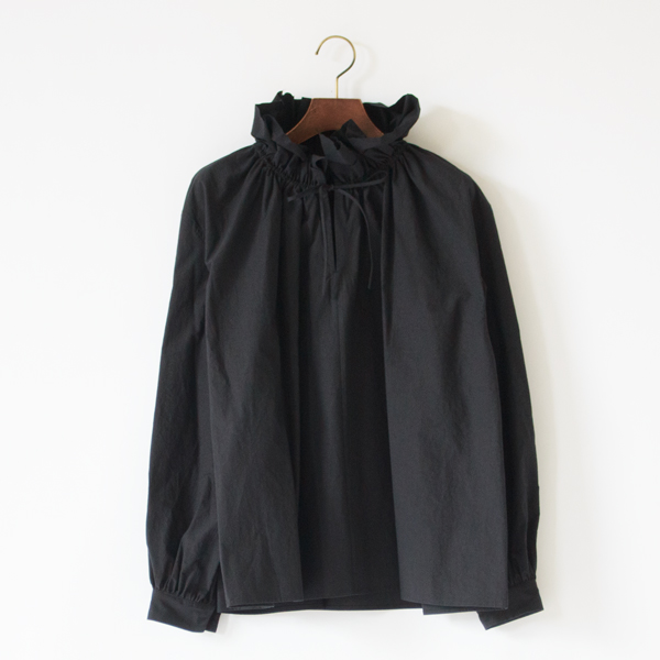 ダブルフリルカラープルオーバーシャツ(BLACK) ダブルフリルカラープルオーバーシャツ(BLACK)