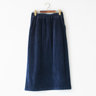 ベロアライクニットコーデュロイ イージースカート(NAVY)