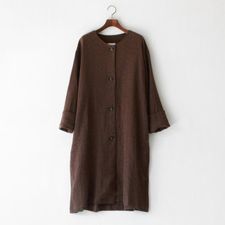 リネンウールビエラ ノーカラーライトコート(BROWN) リネンウールビエラ ノーカラーライトコート(BROWN)