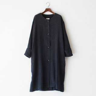 リネンウールビエラ ノーカラーライトコート(NAVY) リネンウールビエラ ノーカラーライトコート(NAVY)