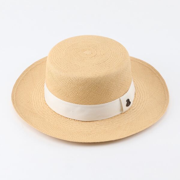エクアドルハット　Boater BeigeB36White