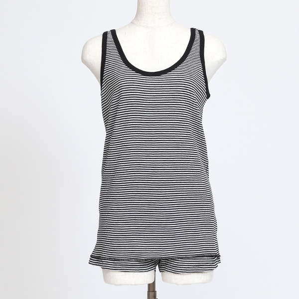 ワッフルタンクトップ&ショートパンツセット（BLK OFF BDR）